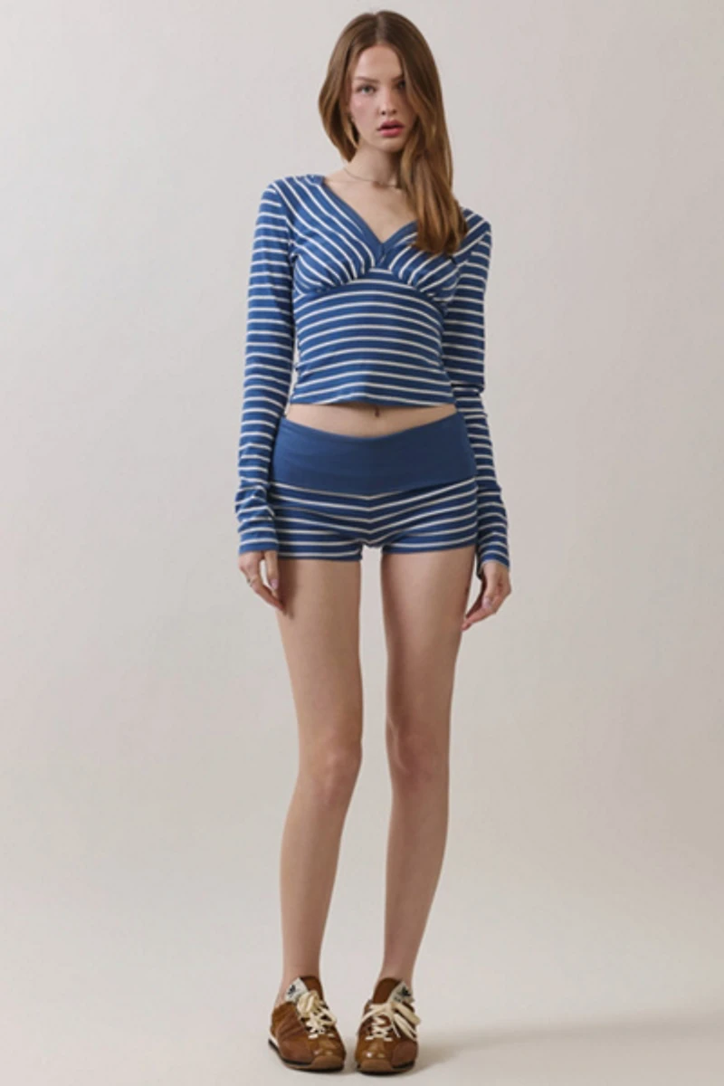 Personal Code Shiloh Stripe Long Sleeve Hooded Top