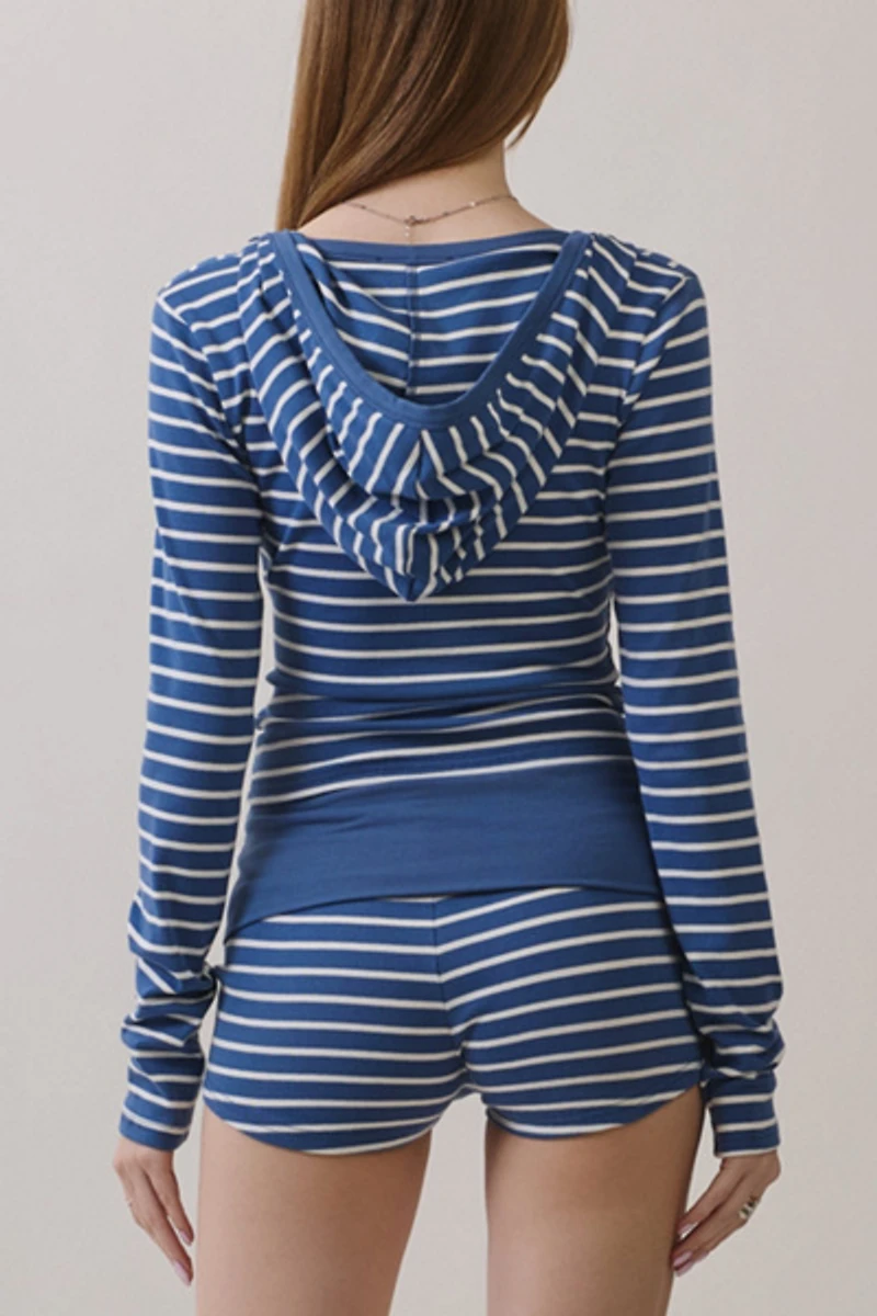 Personal Code Shiloh Stripe Long Sleeve Hooded Top