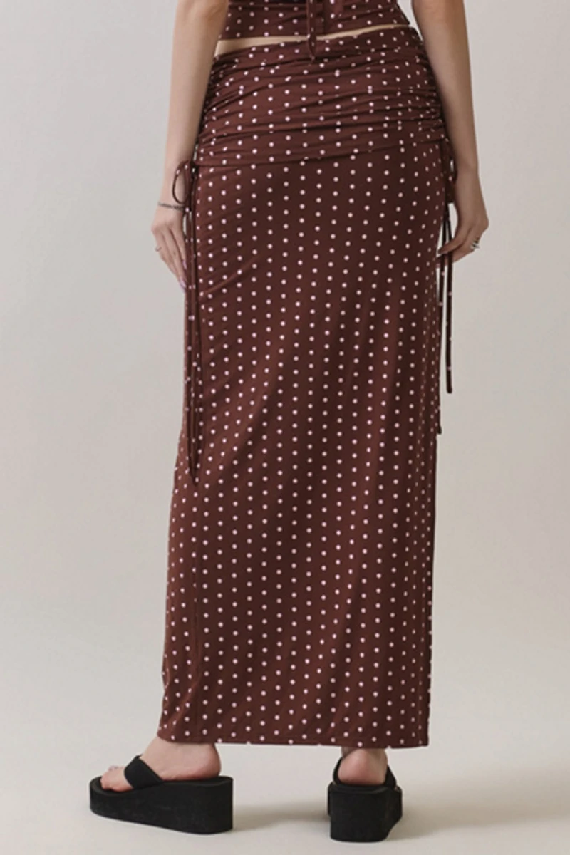 Personal Code Polka Dot Foldover Maxi Skirt