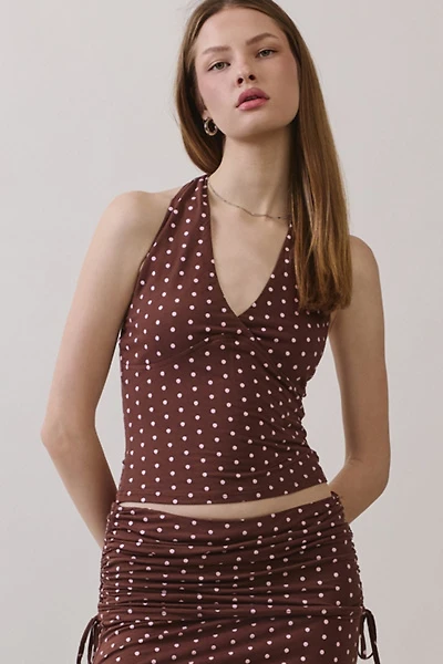 Personal Code Polka Dot V-Neck Halter Top