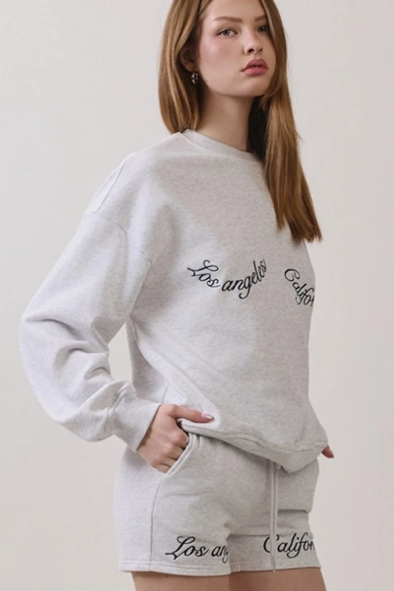 Personal Code Los Angeles French Terry Crewneck Top