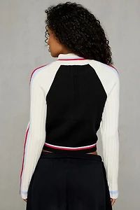 BDG Ruby Ribbed Knit Mockneck Zip-Up Cardigan