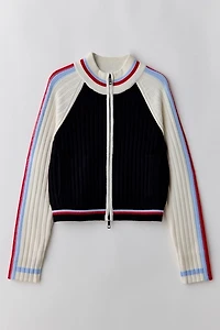 BDG Ruby Ribbed Knit Mockneck Zip-Up Cardigan