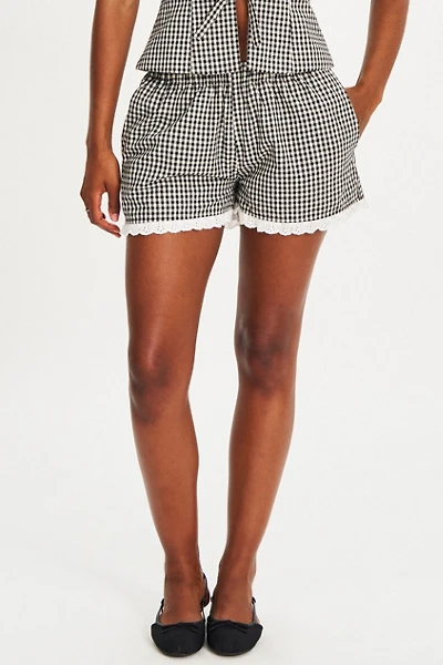 Miss Circle Qutayla Gingham Lace Trim Shorts