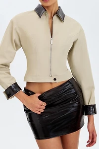Miss Circle Vivian Faux Leather Low-Rise Mini Skirt