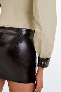 Miss Circle Vivian Faux Leather Low-Rise Mini Skirt