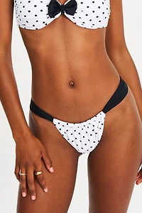 Miss Circle Oliveah Polka Dot Ruched Lacing Bikini Bottom