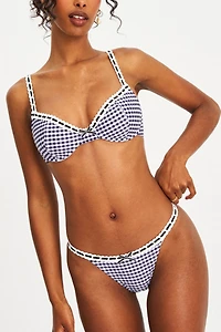 Miss Circle Genevia Gingham Lace Decoration Bikini Bottom
