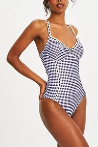 Miss Circle Gigi Gingham Lace Strap Backless Swimsuit