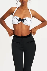 Miss Circle Olivea Polka Dot Bowtie Halter Bikini Top