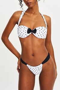 Miss Circle Olivea Polka Dot Bowtie Halter Bikini Top