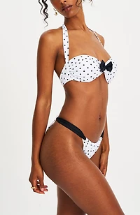 Miss Circle Olivea Polka Dot Bowtie Halter Bikini Top