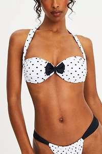 Miss Circle Olivea Polka Dot Bowtie Halter Bikini Top