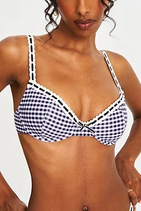 Miss Circle Geneva Gingham Lace Decoration Bikini Top