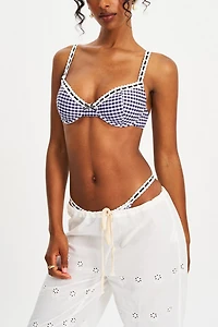 Miss Circle Geneva Gingham Lace Decoration Bikini Top