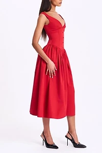 Miss Circle Nahla Drop Waist Midi Dress with Buttons