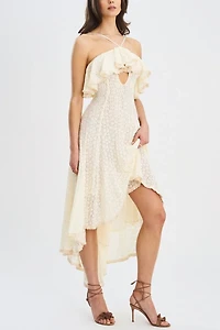 Miss Circle Idra Lace Trim Sleeveless Crochet Midi Trailing Dress