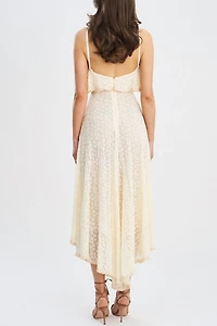 Miss Circle Idra Lace Trim Sleeveless Crochet Midi Trailing Dress