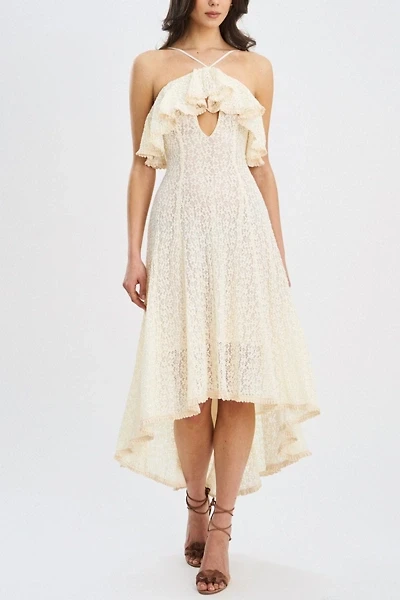 Miss Circle Idra Lace Trim Sleeveless Crochet Midi Trailing Dress