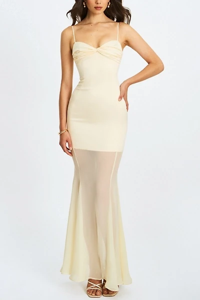 Miss Circle Zayne Ruch Breast Chiffon Mermaid Maxi Dress
