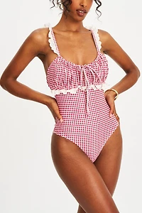 Miss Circle Hallie Gingham Lace Backless Swimsuit