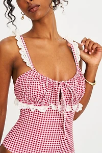 Miss Circle Hallie Gingham Lace Backless Swimsuit