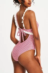 Miss Circle Hallie Gingham Lace Backless Swimsuit