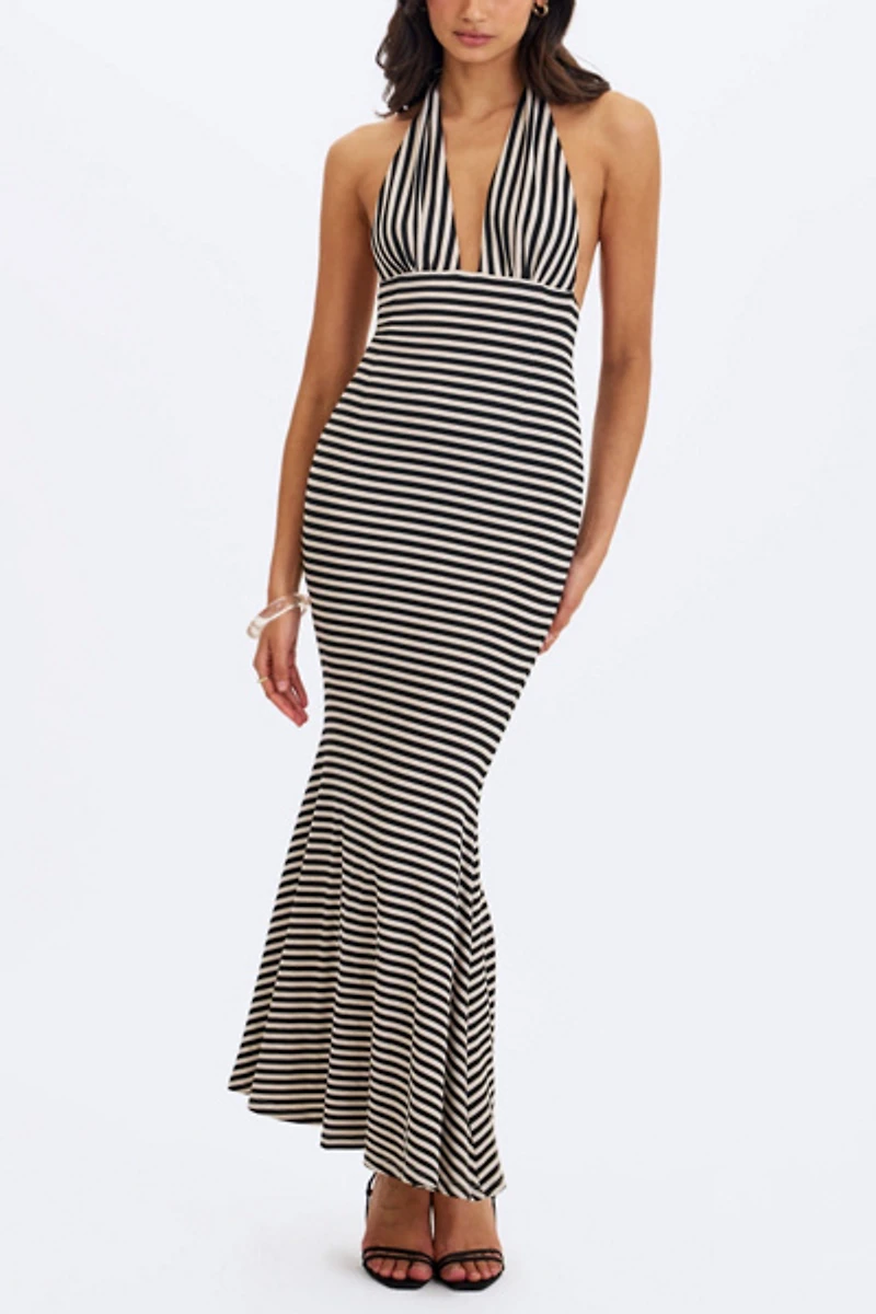 Miss Circle Hannah Lyocell Jersey Striped Mermaid Maxi Dress