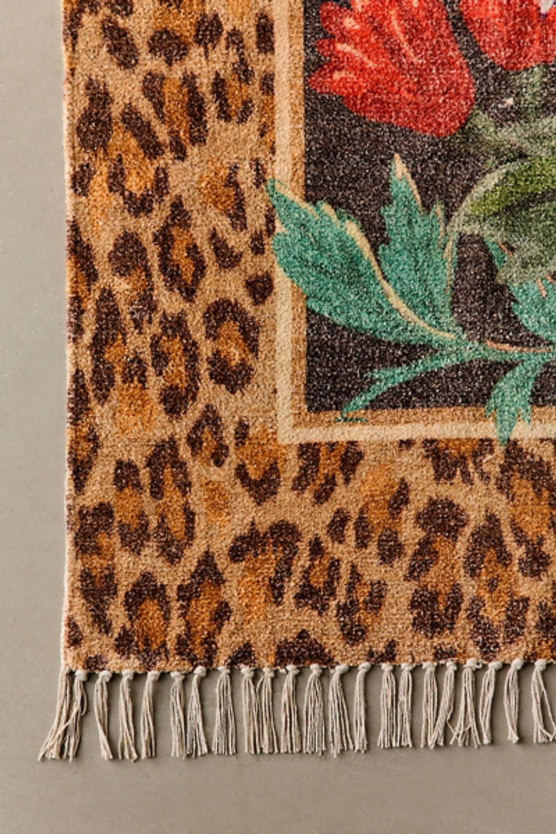 Carmine Floral & Leopard Printed Rug