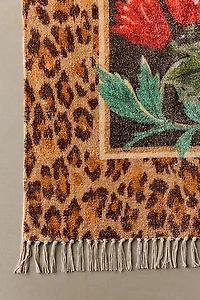 Carmine Floral & Leopard Printed Rug