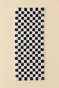 Checkerboard Plush Tufted Runner Bath Mat