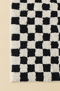 Checkerboard Plush Tufted Runner Bath Mat