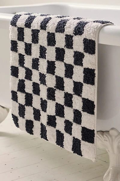 Checkerboard Plush Tufted Runner Bath Mat