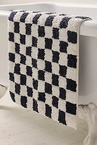 Checkerboard Plush Tufted Runner Bath Mat