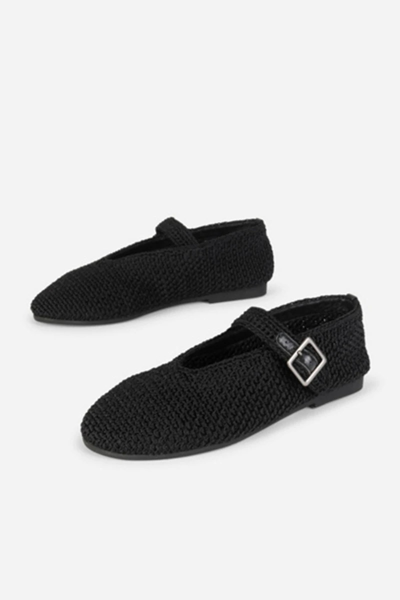 Intentionally Blank Kail Knit Woven Mary Jane Flat