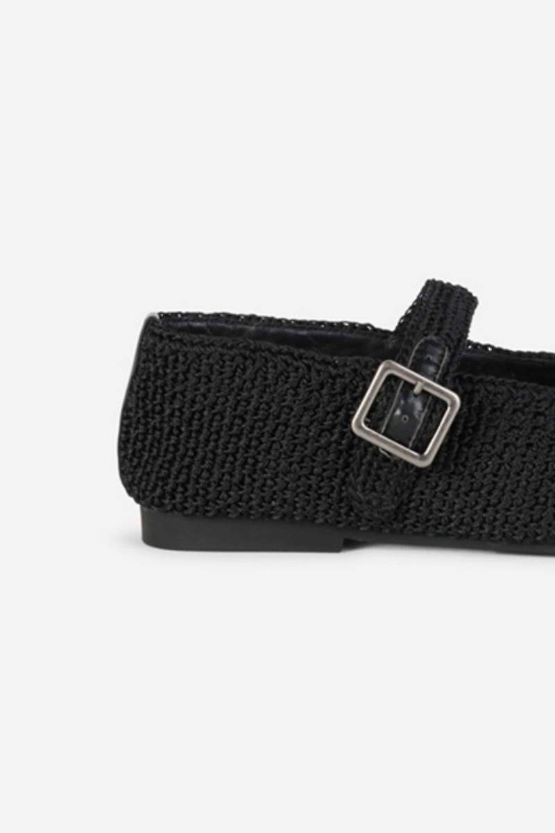 Intentionally Blank Kail Knit Woven Mary Jane Flat