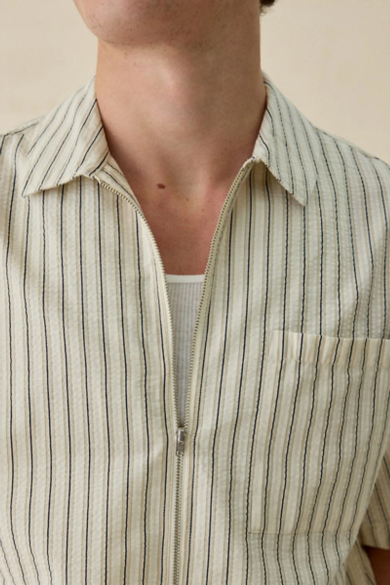Wax London Sears Zip Short Sleeve Shirt