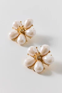 Pearl Petal Flower Earrings