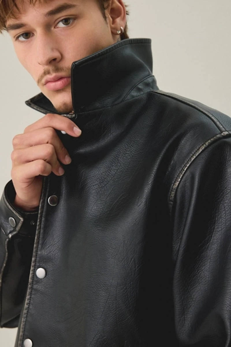 BDG Faux Leather Coaches Jacket