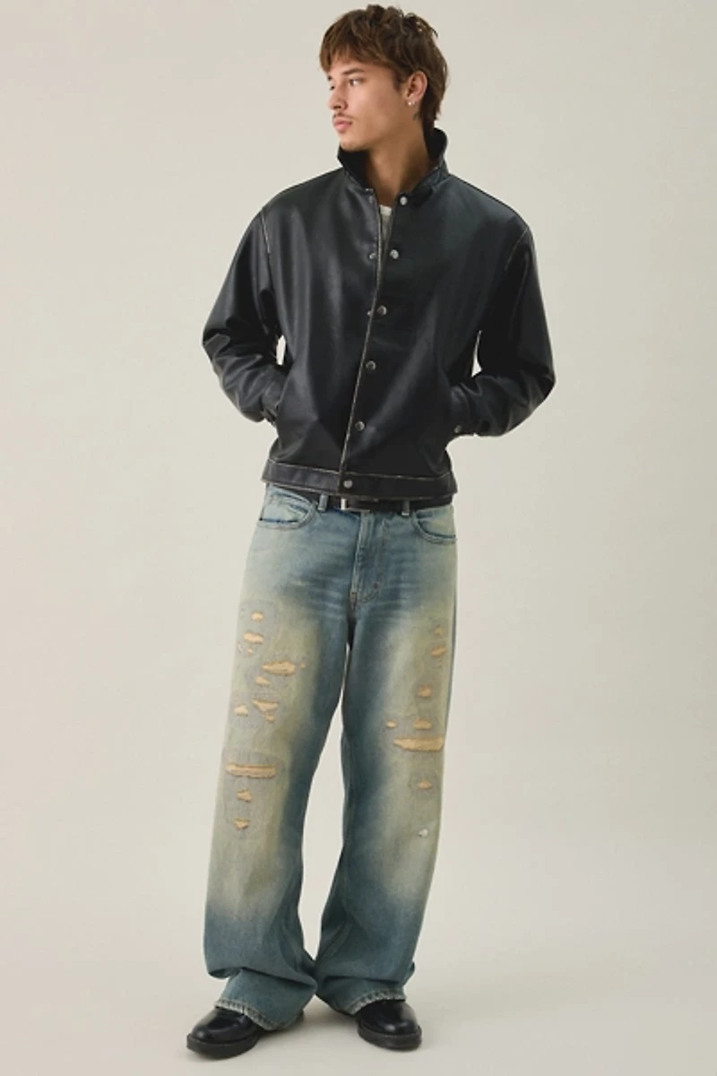 BDG Faux Leather Coaches Jacket