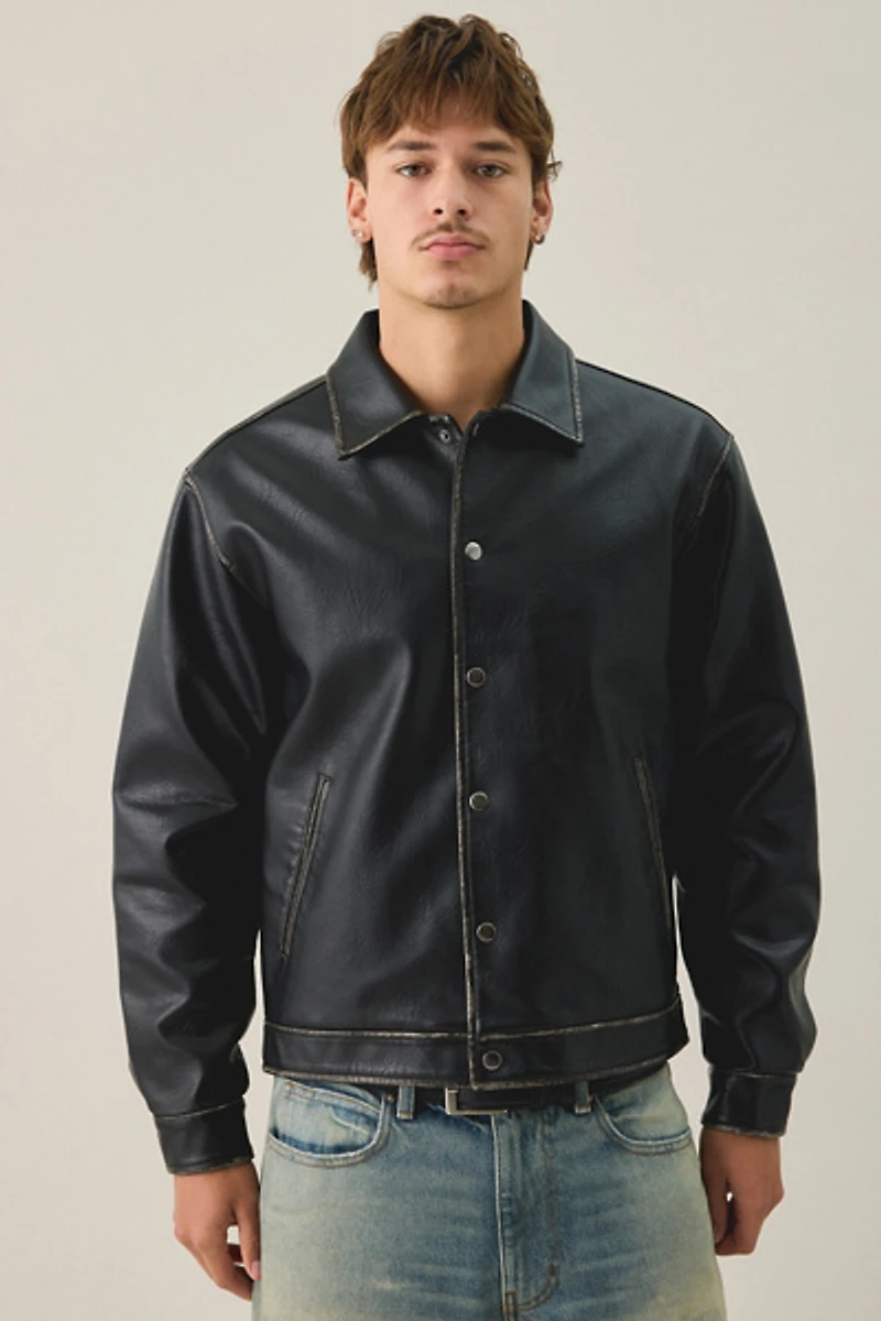 BDG Faux Leather Coaches Jacket