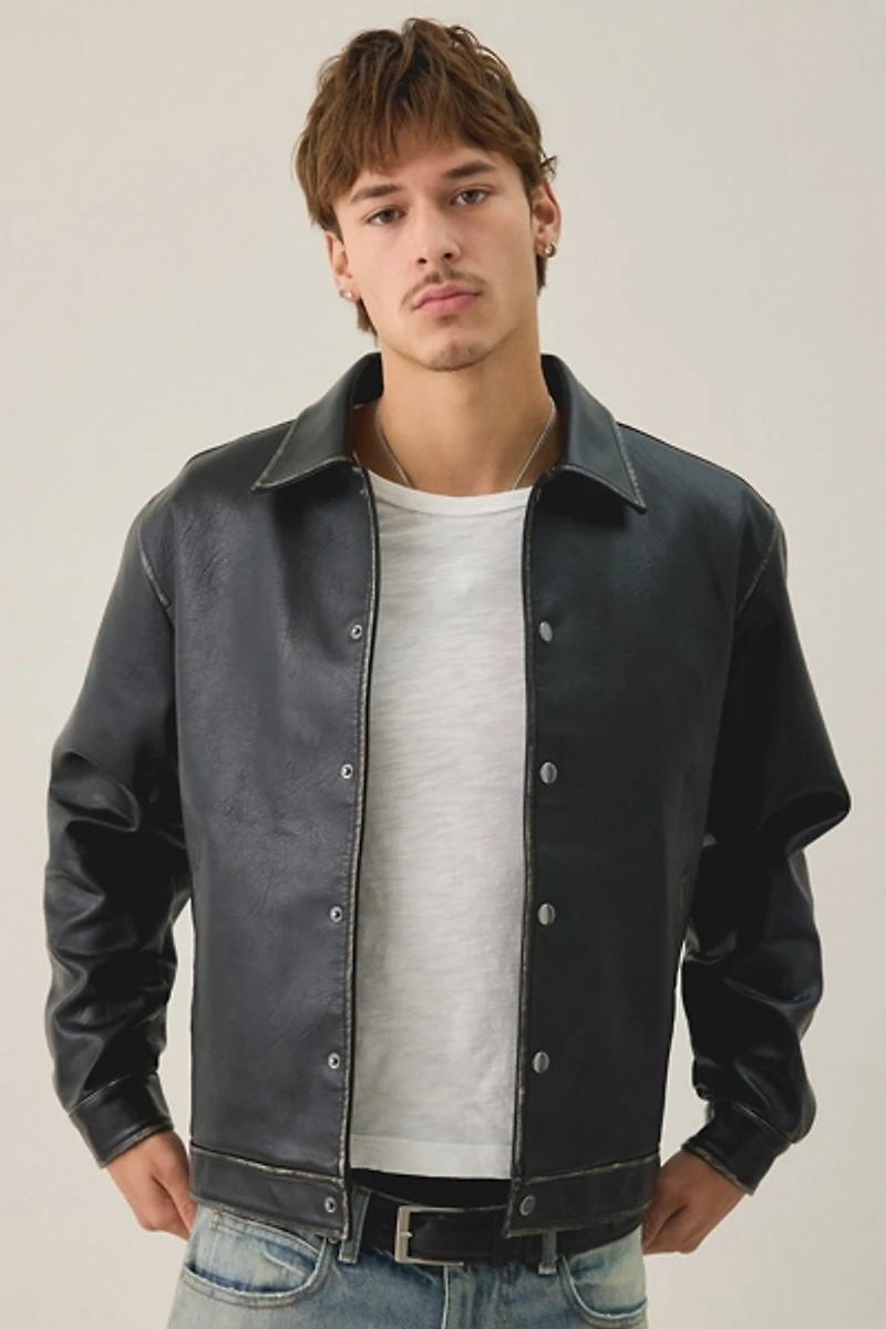 BDG Faux Leather Coaches Jacket