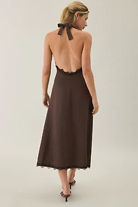 Lioness Stars Align Lace Trim Halter Midi Dress