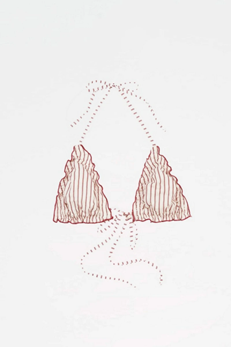 Carmen Says Alchemist Striped Ruched Bikini Top