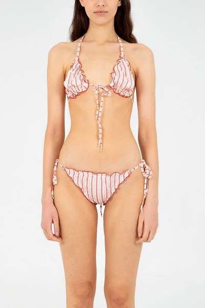 Carmen Says Alchemist Striped Ruched Bikini Top