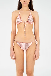 Carmen Says Alchemist Striped Ruched Bikini Top