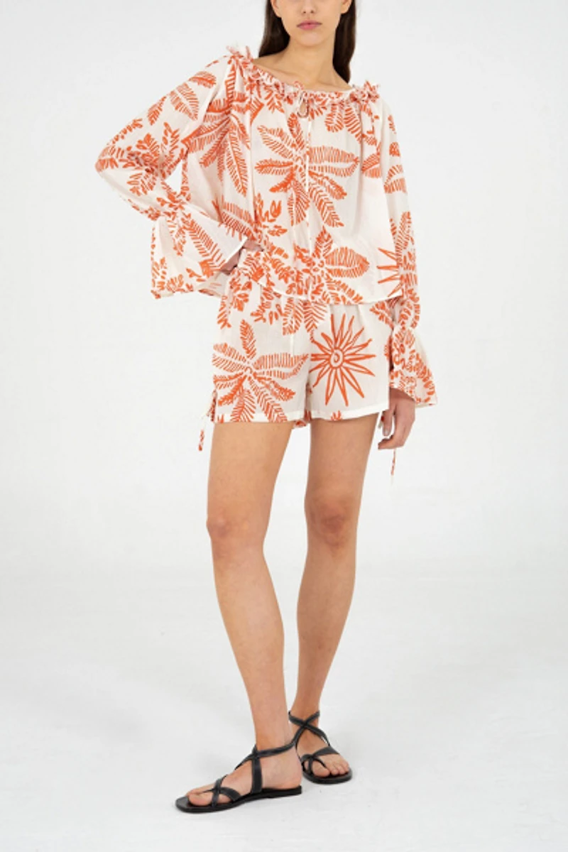 Carmen Says Cyrus Palm-Printed Top