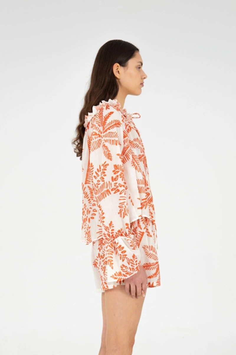 Carmen Says Cyrus Palm-Printed Top