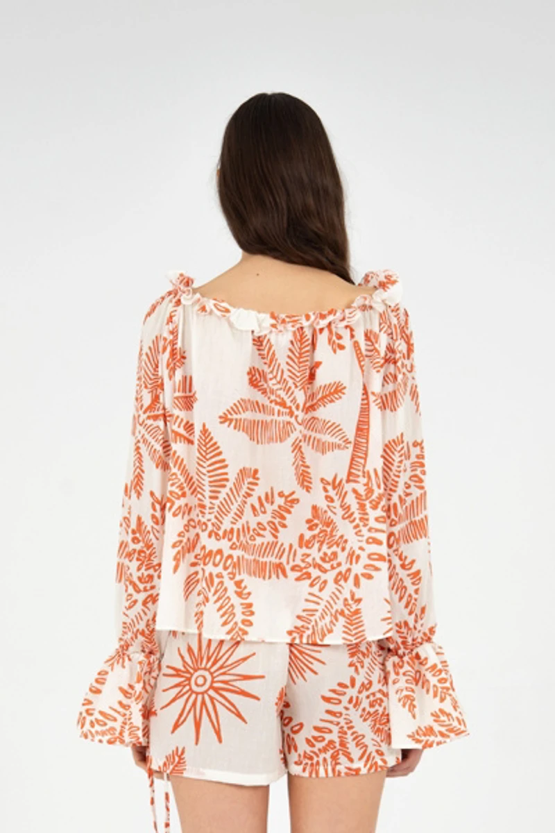Carmen Says Cyrus Palm-Printed Top