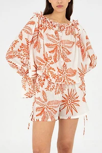 Carmen Says Cyrus Palm-Printed Top